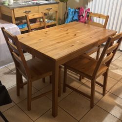 Solid Wood Table & 4 Chairs 