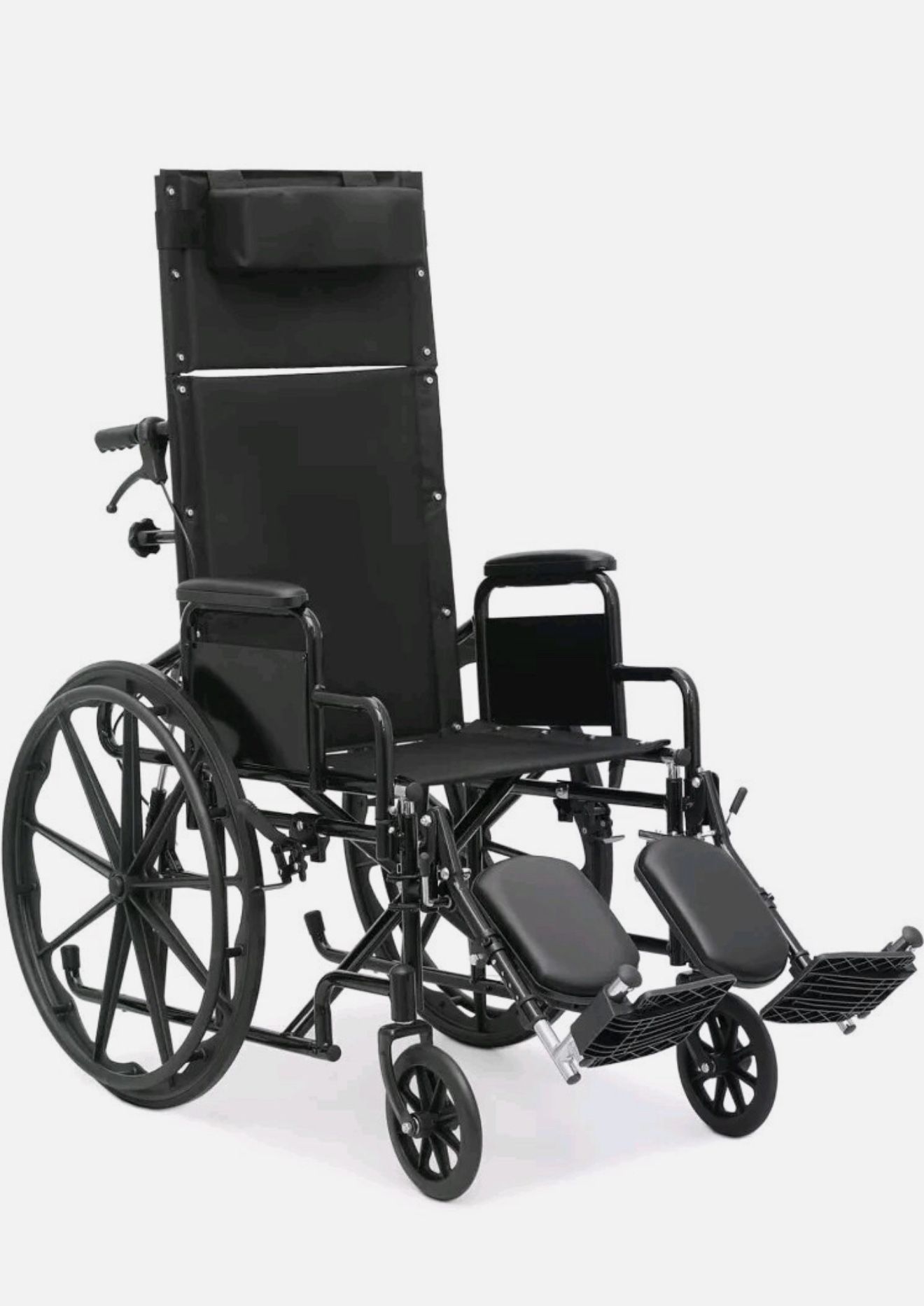 New High-Back Foldable Wheelchair for Adults 300-Lbs 18.5-Inch Reclining Seat
