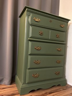vintage sage green dresser Henley Scalloped Edge 6 Drawer Wide Dresser, Sage Green main image 0
