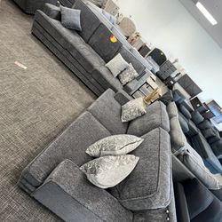 Gray Sofa Love Seat Set 