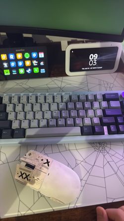Blue Keyboard with Purple Accents Missing 1 key