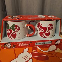 Mickey and Minnie Peppermint Mug Set Christmas Disney Peppermint