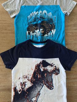 Little Boys Size 7 Short Sleeved Shirts Dino And Monster Truck NEW