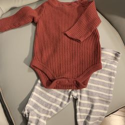 Knit onesie & footy pants set