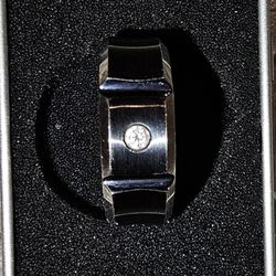 Cobalt Chrome Black Men's Wedding Band With Single Diamond Setting