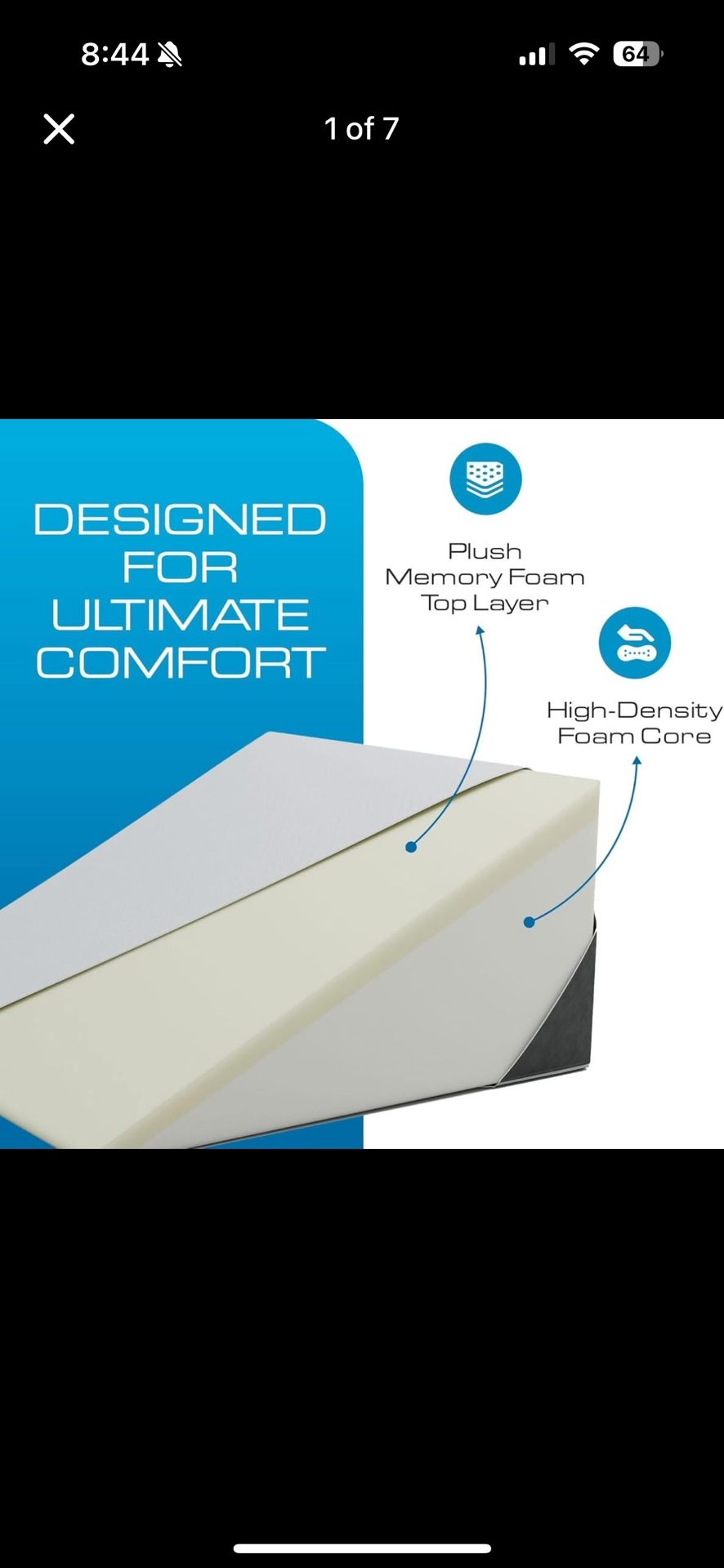 Kolbs Memory Foam Bed Wedge Pillow for Sleep Apnea, Heartburn, Surgery Recovery, and Back Pain