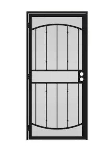 BLACK STEEL SURFACE SECURITY DOOR WITH SCREEN....36" x 80".....NEW.....$ 200