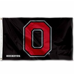 Ohio State Buckeyes Black O Logo Flag