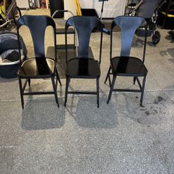 3 Dining Room Chairs - Black Metal