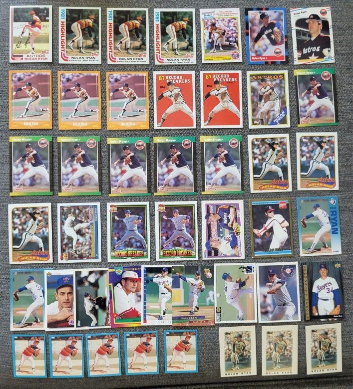 Lot of 45 Nolan Ryan Baseball Cards 1(contact info removed) Astros Rangers Hall of Fame