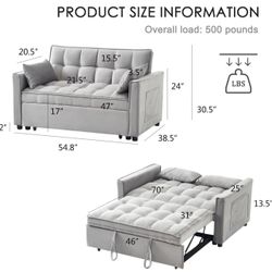 3 in 1 Convertible Sleeper Sofa Bed