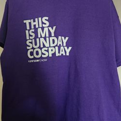 Funimation branded graphic t-shirt featuring the text "THIS IS MY SUNDAY COSPLAY"