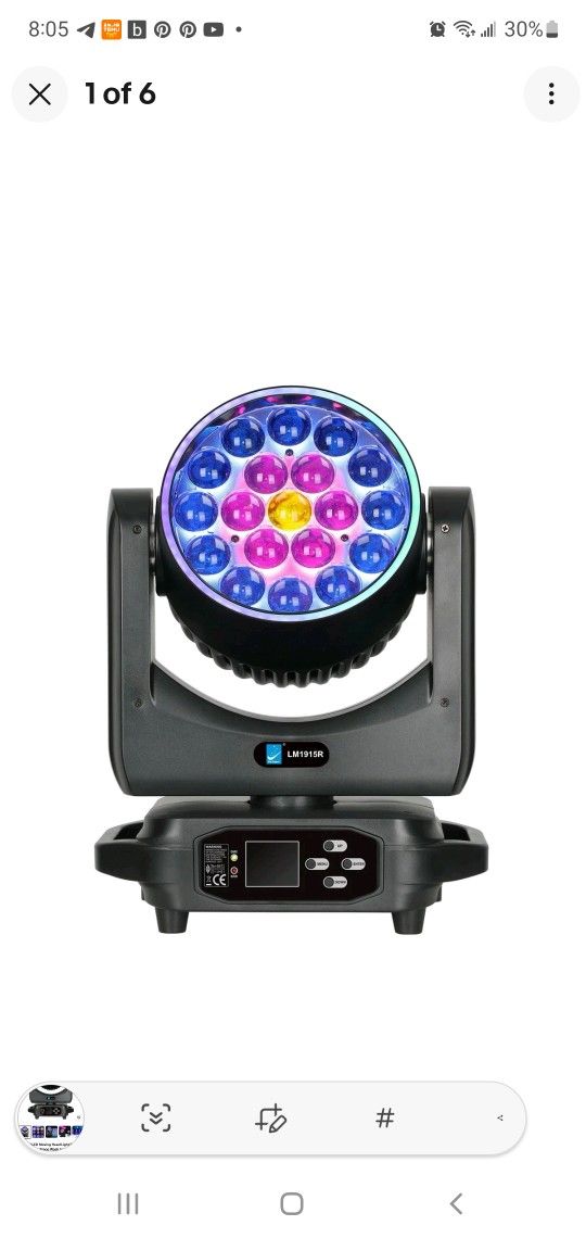 🆕 BRAND NEW 19x15W LED Moving Head Light – RGBW Zoom Beam / Stage Wash DJ Light