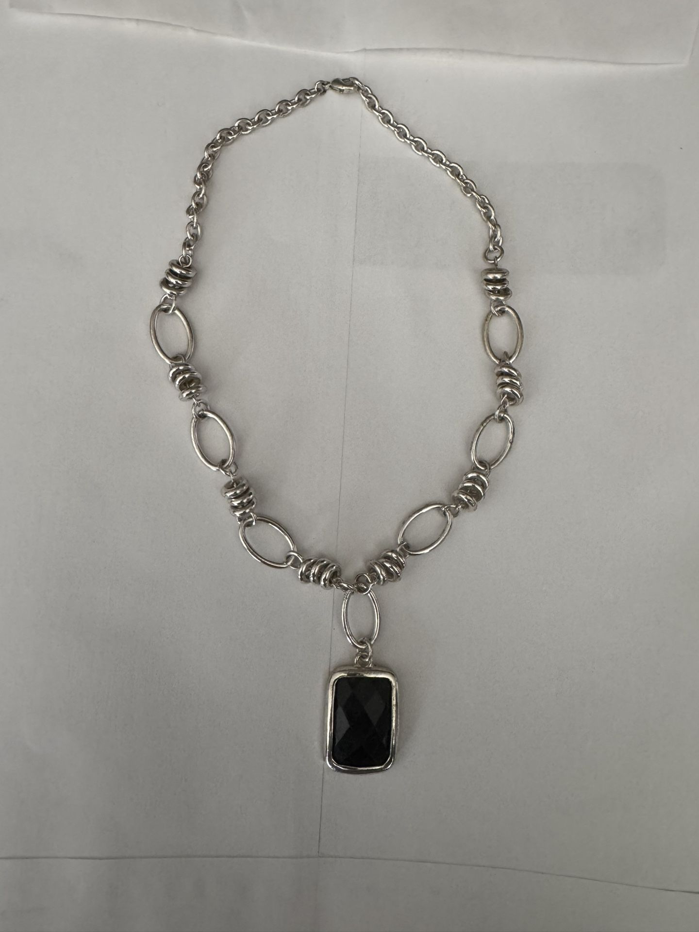 Costume Necklace with Black Pendant