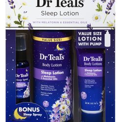 New In Box 3-pc Dr Teal’s Sleep Lotion w Melatonin & Essential Oils 