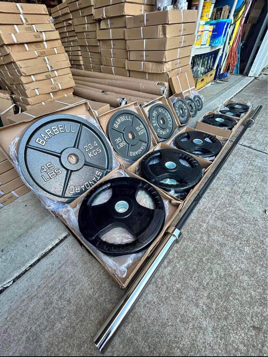 Cast Iron And Rubber Weight Plates Sets