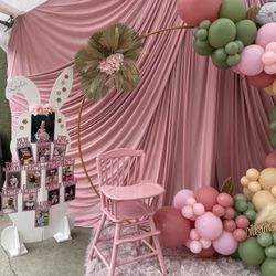 Pink Green Birthday Balloon Backdrop