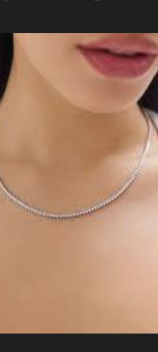 Chain Necklace. Rist Bracelet Silver Diamonds Single Row 20-inch , A Set Of Two Pieces, Very Nice, Exeptin Offers, Very Nice Diamonds