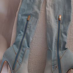Denim Heeled Tiger Boots