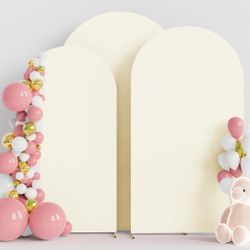 Wokceer Wedding Arch Cover (7.2FT, 6.6FT, 6FT) Set Of 3 Spandex Fitted Wedding Arch Stand Covers For Round Top Chiara Arch Backdrop Stands Cover For B