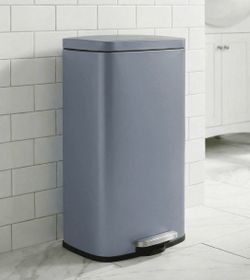 gray blue trash can