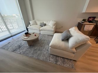 City Furniture White Fabric Sofa