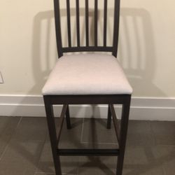 IKEA EKEDALEN Bar stool with backrest, dark brown/Orrsta light gray, 24 3/8 "