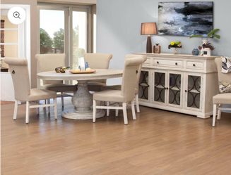 IFD - Bonanza Ivory Wood Round Dining Room Table