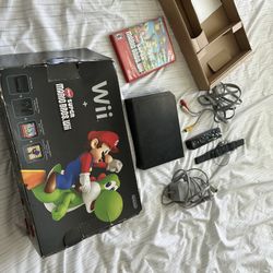 Nintendo Wii Black Console New Super Mario Bros Bundle