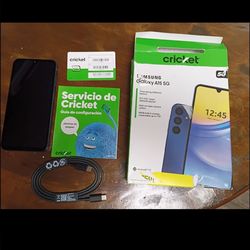 Samsung Galaxy A15 5G Cricket phone, SIM card & charging cable