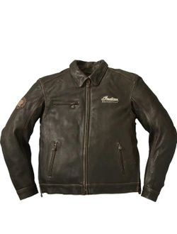 Indian Motorcycle Men's Leather Classic Riding Jacket with Removable Lining, Dark Brown - Large