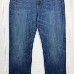 Used 7 For All Mankind Women's Bootcut Blue Denim Jeans 34”x32” Wash 5-Pocket 