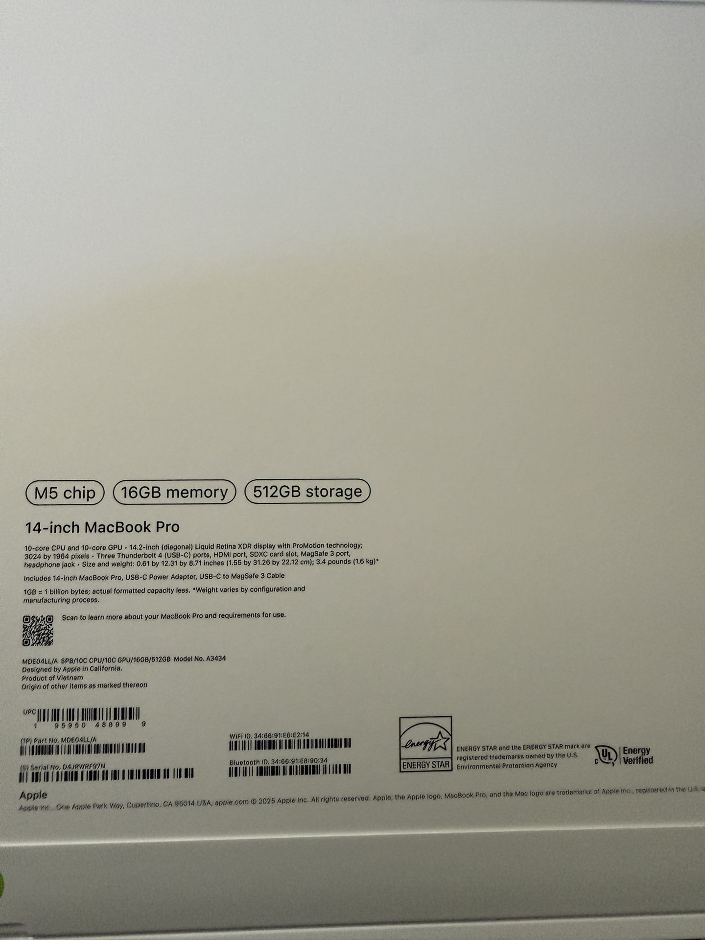 Brand New 14-inch Macbook Pro (M5, Space Black) - Never Opened!