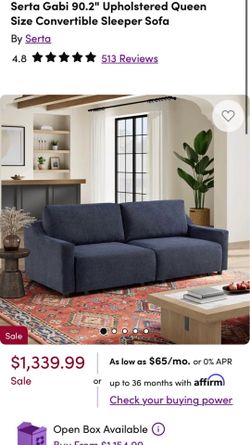 Serta Gabi 90.2" Upholstered Queen Size Convertible Sleeper Sofa