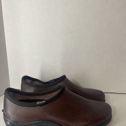 Outdoor Slip-On Mens Brown Leather-Like Finish Sloggers Waterproof Garden Shoes