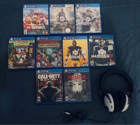 PS4 PlayStation 4 Games lot of 9 & Wired headset Adult owned in very good condition fully functional please check out photo for Game titles