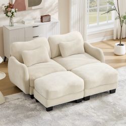 Rosedale 71" 4-Pieces Chenille Curve Design Modular Sofa with 2 Ottomans