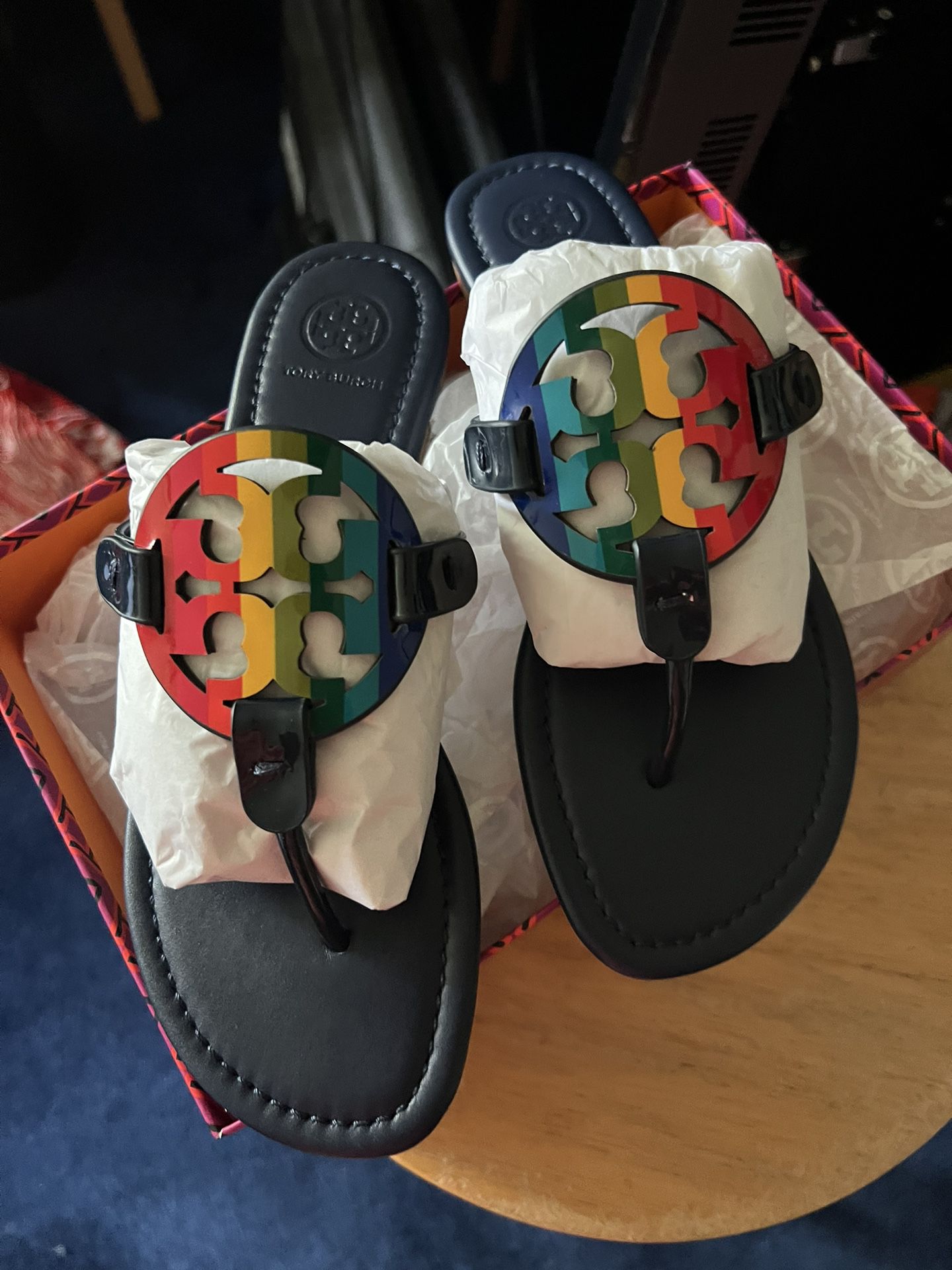 Tory Burch, Rainbow Navy Size 7 And 1/2 