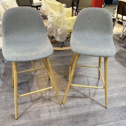 #FD022312 26" Spoon Upholstered Counter Stools Metal Leg (Set Of 2) -Maison Boucle