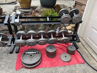 Dumbbell Weights With 2 Racks and Handles