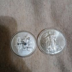 (2) 1 oz silver coins