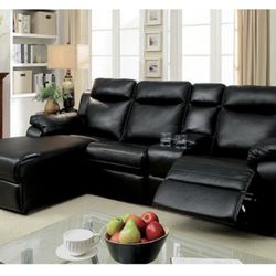 Black Sectional Sofa With Recliner 