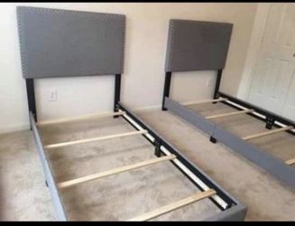 2 Brand New Twin Gray Bed 🛏 Frame. Same day delivery 🚚