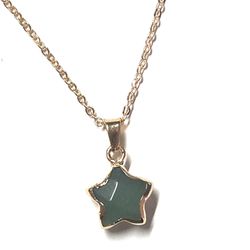 Jade Jadeite Star Gold Plated Pendant Necklace 