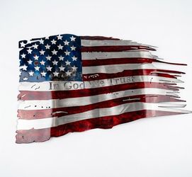 In God We Trust Flag , Metal Sign 21.5x36 18 Gauge Stee
