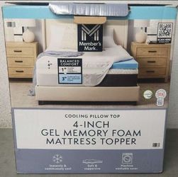"MEMBER'S MARK" 4" PILLOW TOP GEL MEMORY FOAM MATTRESS TOPPER