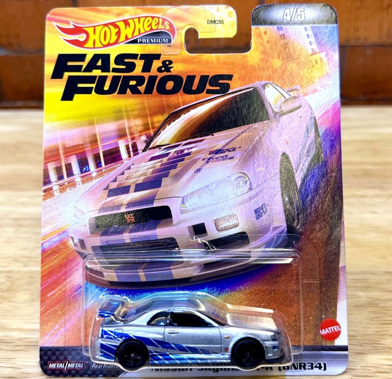 Fast and Furious Nissan Skyline GT-R R34 diecast car #HotWheels #F&F damaged box at bottom