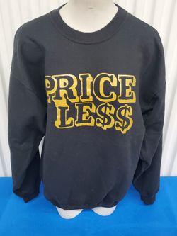 Vintage 1990's PRICELESS Men's CREWNECK SWEATSHIRT Size LARGE Black N Gold DRIP. Condition is "Pre-owned". Shipped with CARE FAST! .