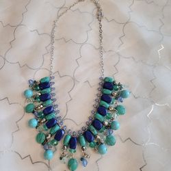 Turquoise And Lapis Beaded Necklace 