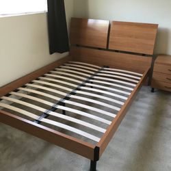 Slat Full Size Bed With Bunkie&side Chest